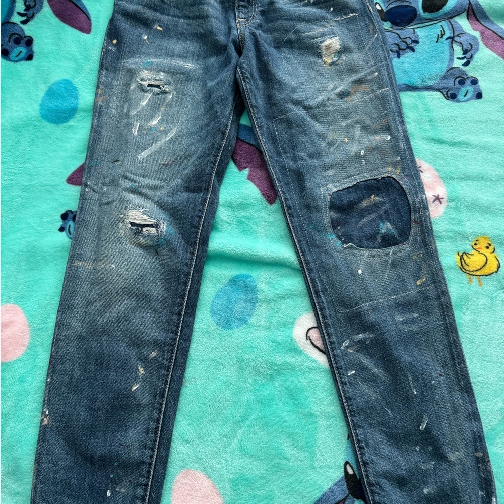 Ralph Lauren Distressed Dark Blue Kids Jeans with Knee Patch